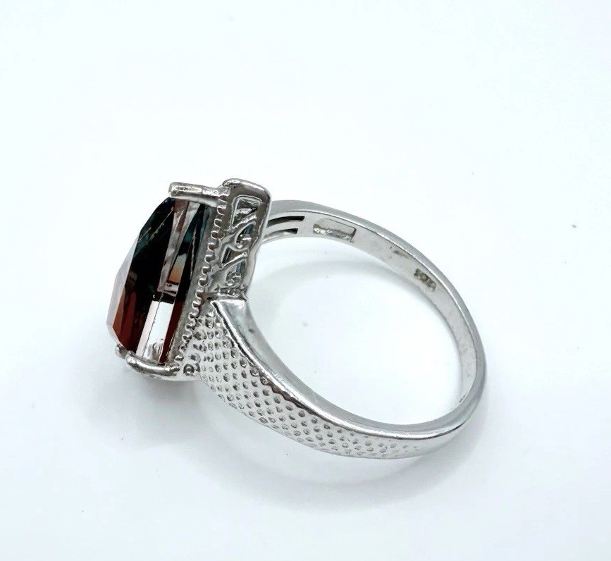 Unusual Sterling Silver Kite Cut Genuine AMETRINE Ring STS Sz7 Vintage Jewelry