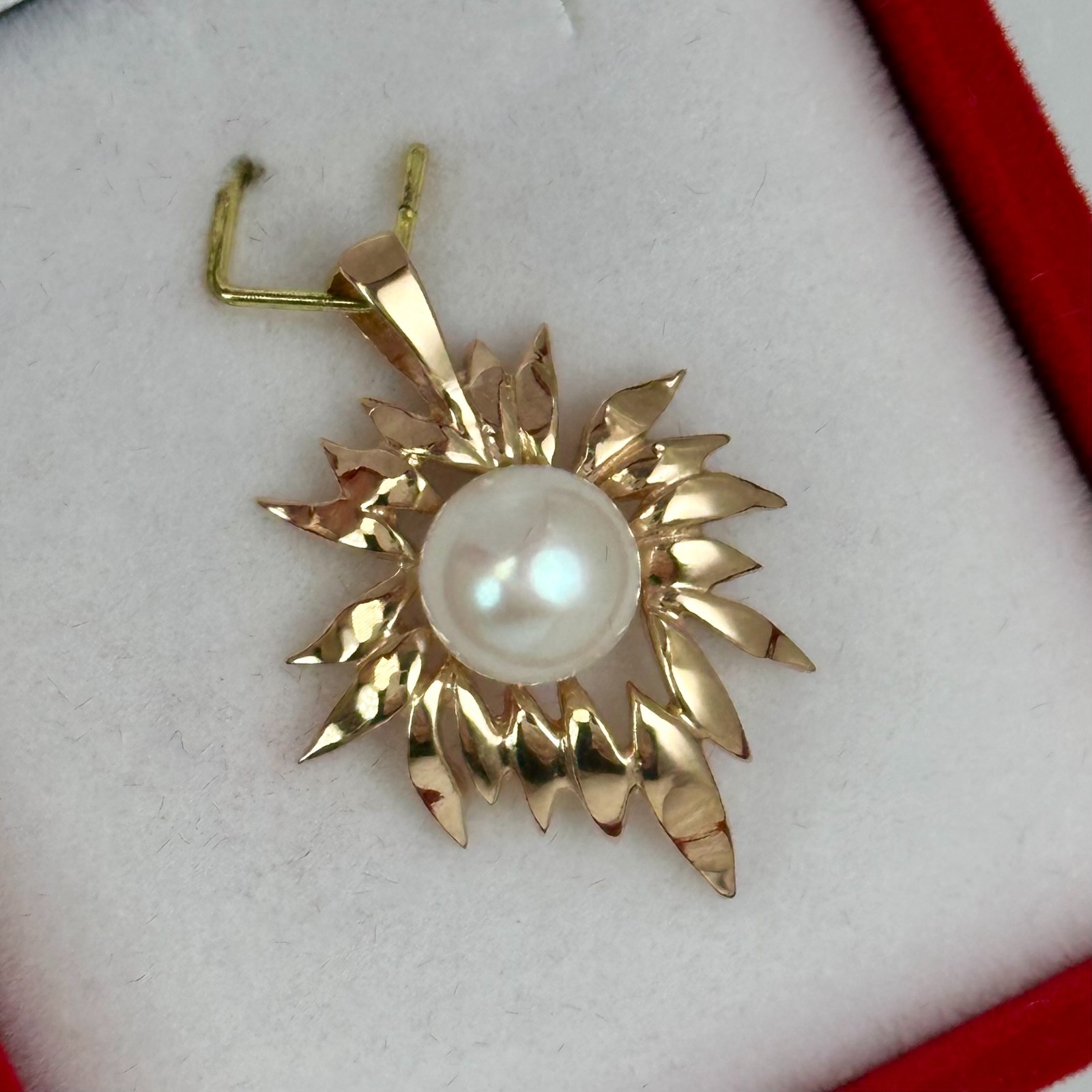 Vintage Original Soviet Rose Gold 583 14k Pendant With Cultured Pearl