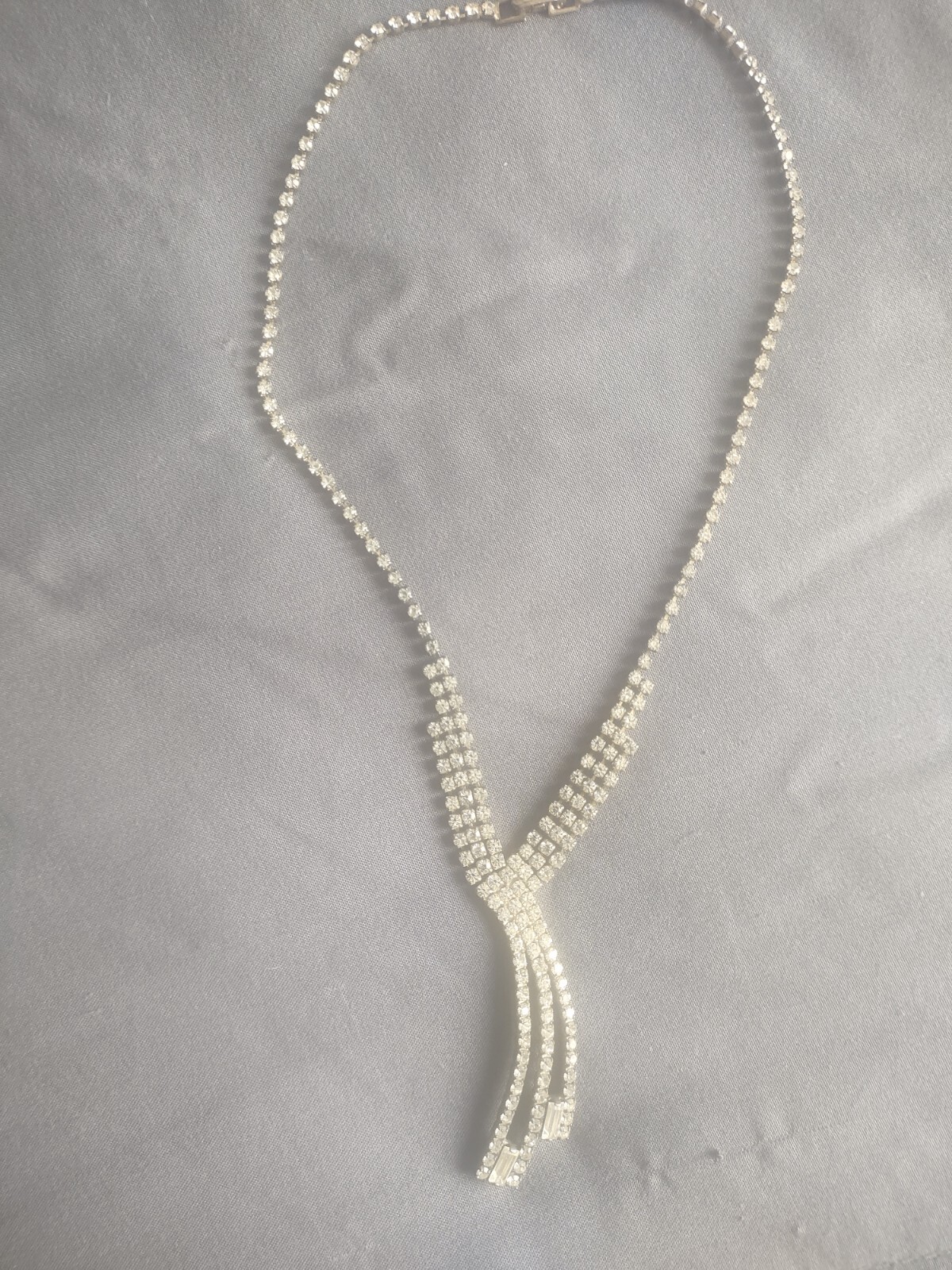 Vintage FABERGE Swirl Rhinestone Pendant Necklace in Box w/ORIGINAL Price Tag