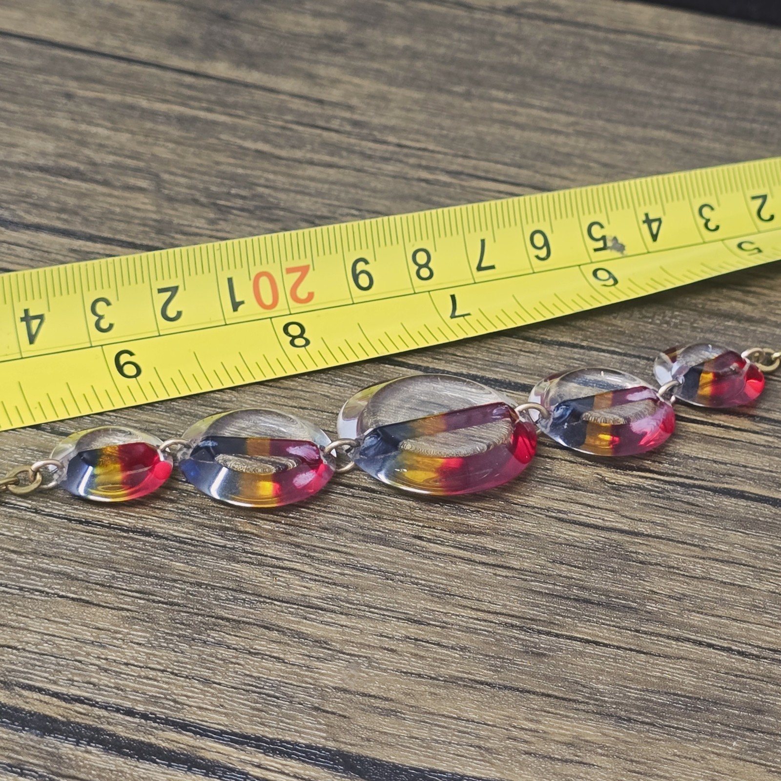 Lucite Rainbow Disc Necklace 12k Gold Filled Vtg 1960s