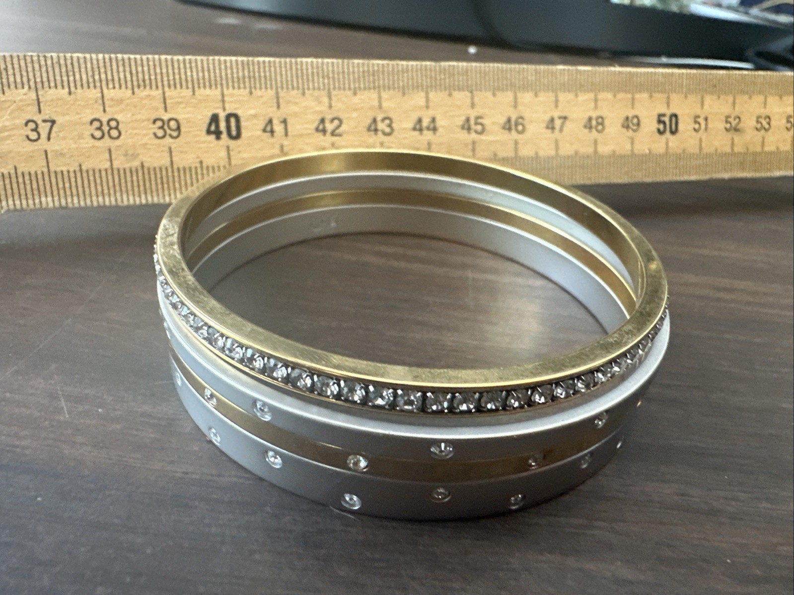 Swarovski Diamond Bangles Gold/sliver cubic zirconia Set of 4 All Signed no box