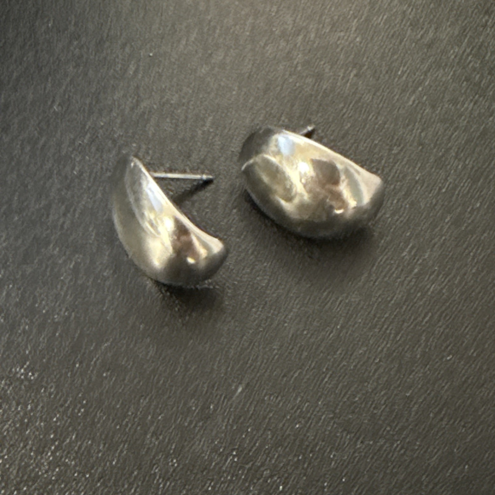 Vintage Silver Modernist Triangle Cuff Abstract Stud Earrings