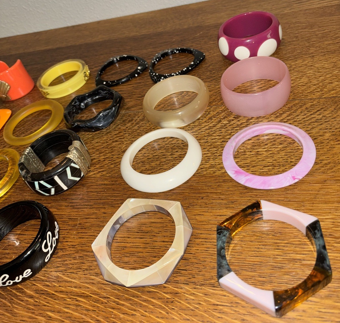 Bangle Bracelet Bundle – Plastic, Resin, Wood Mixed Lot of 31
