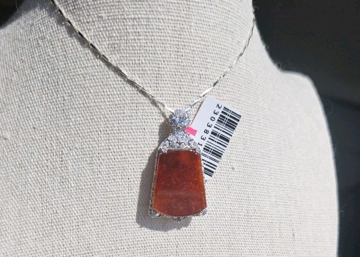 Certified Burma Grade A Jadeite Red Flat Plaque Pendant Sterling Silver Icy