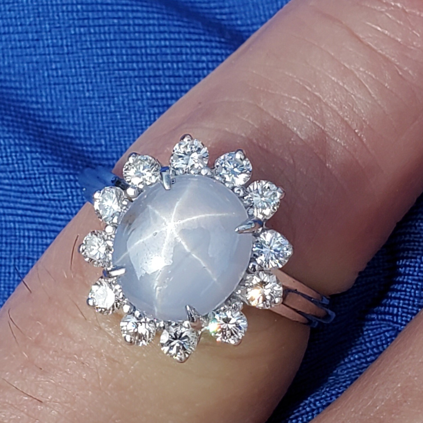 Original EARTH MINED STAR SAPPHIRE DIAMOND Deco Engagement Ring Diana Solitaire