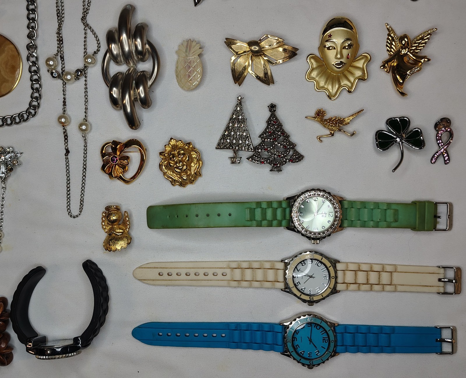 Costume Jewelry Large Assorted Colorful Lot Necklaces Bracelets Watches & More