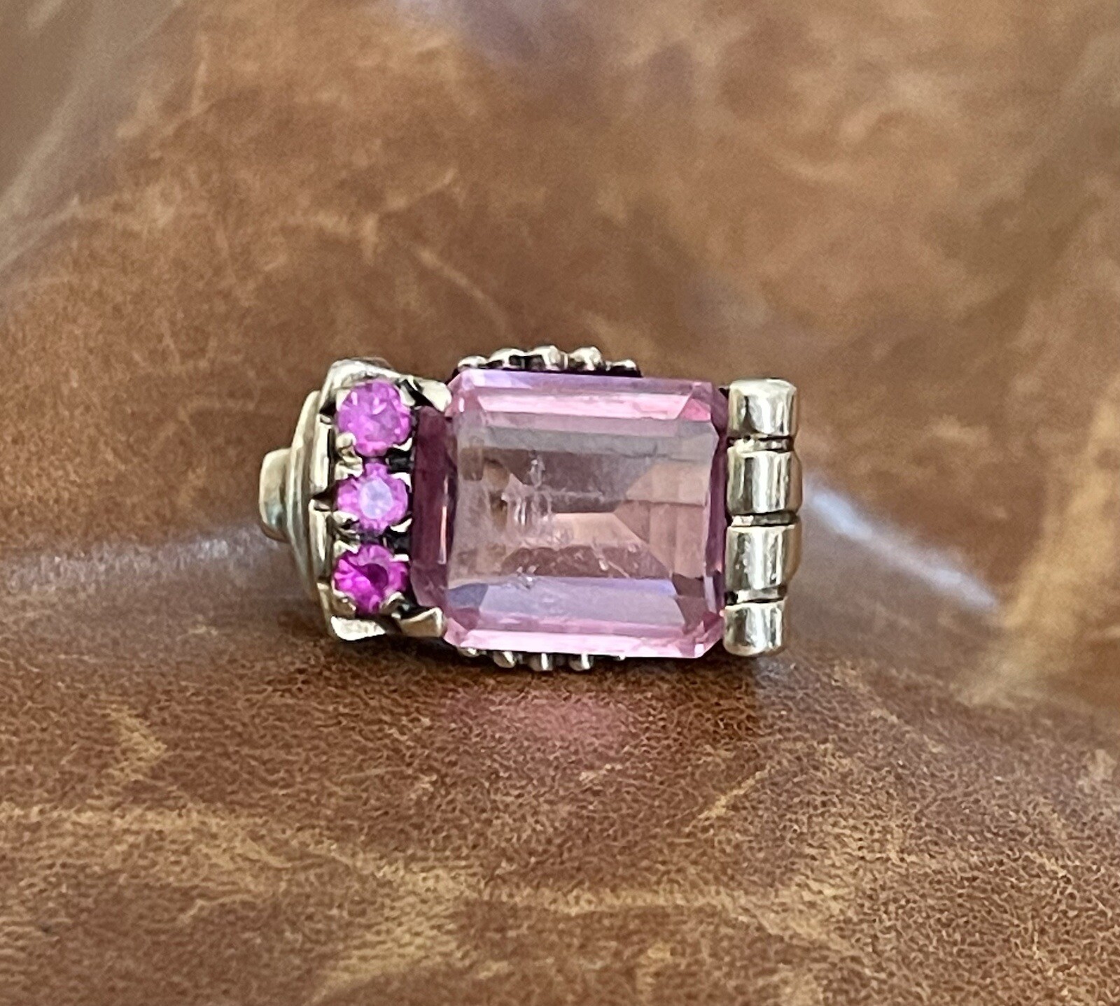Vintage Retro 40’s-50’s 10K Yellow Gold Topaz, Ruby Stone Cocktail Ring Size 6.5