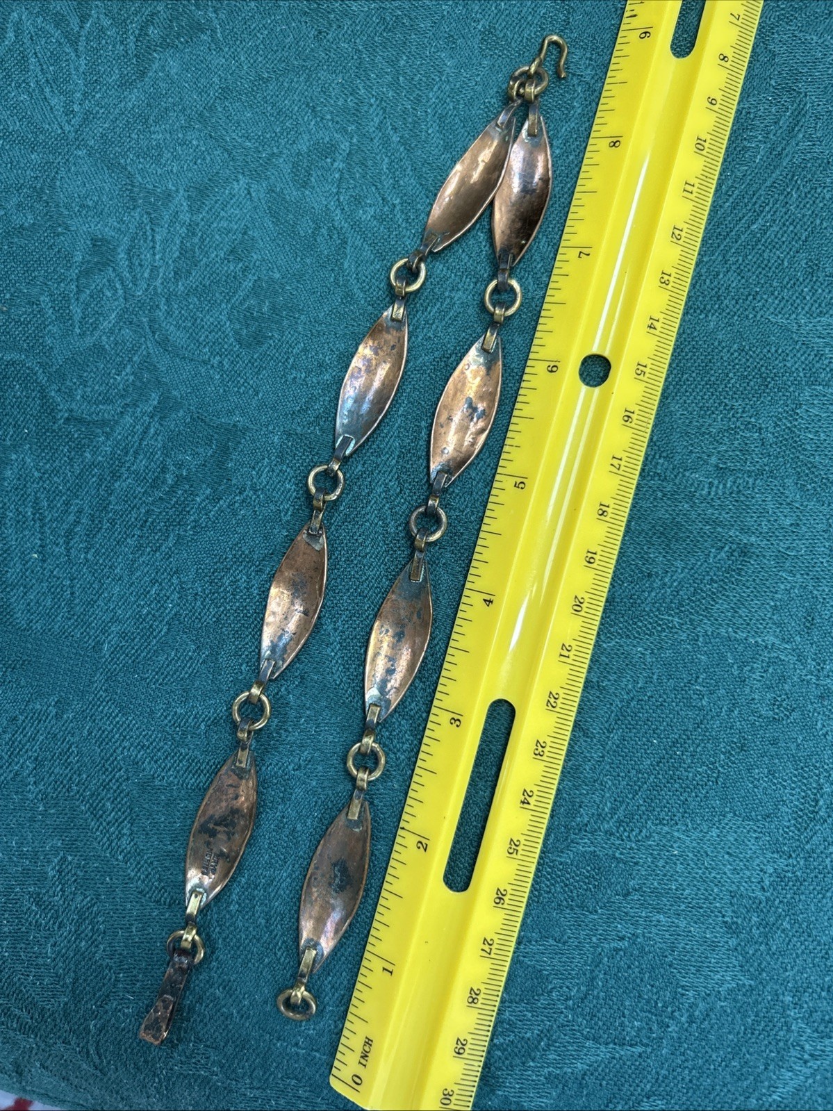 Vintage Maya Mexico Men Or Women’s Hammered Copper Bracelet 8.5”large Wrist 30 g