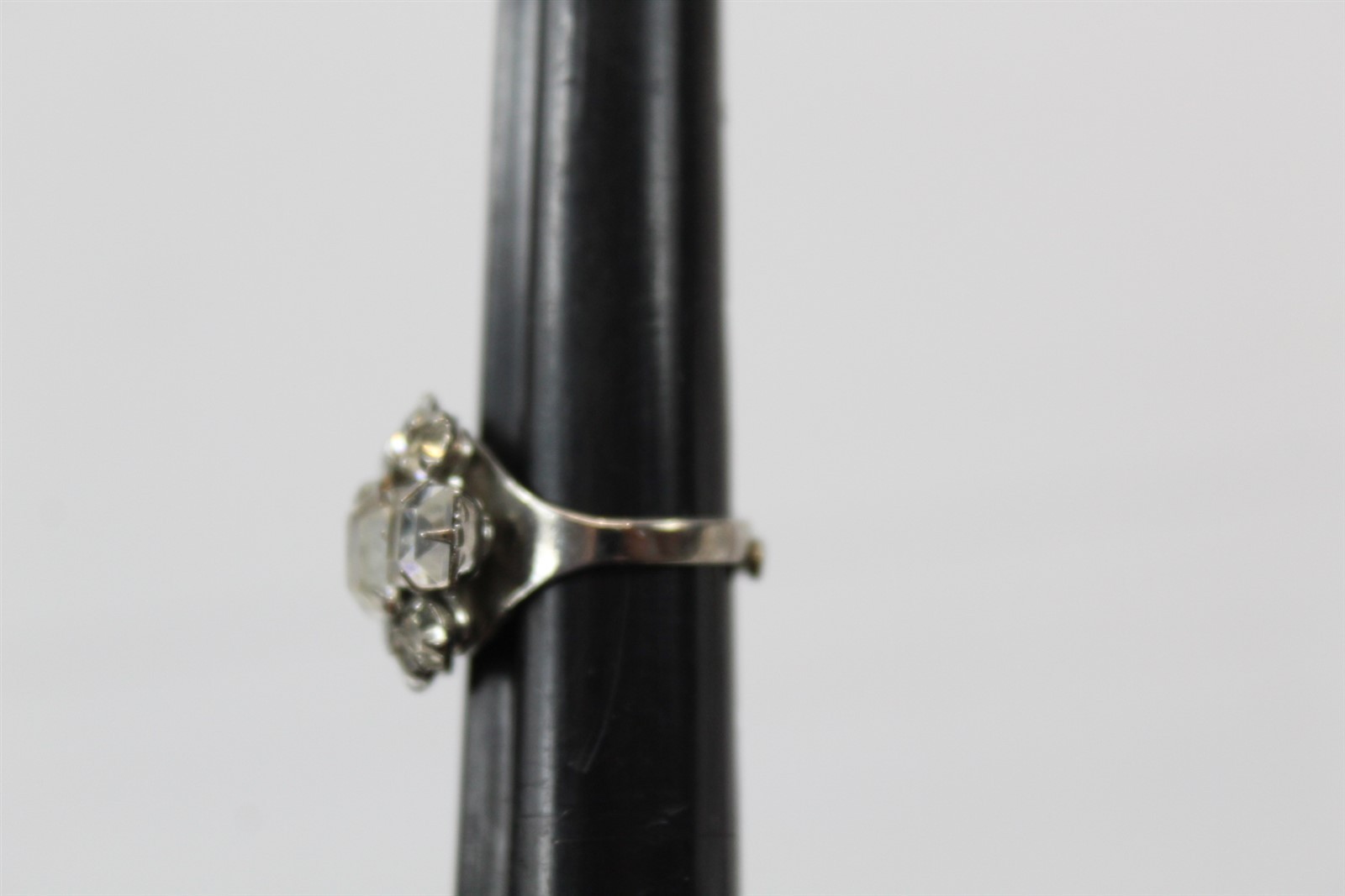 Ring Silver-Tone Alloy With Clear Stones Adjustable Size Band Vintage