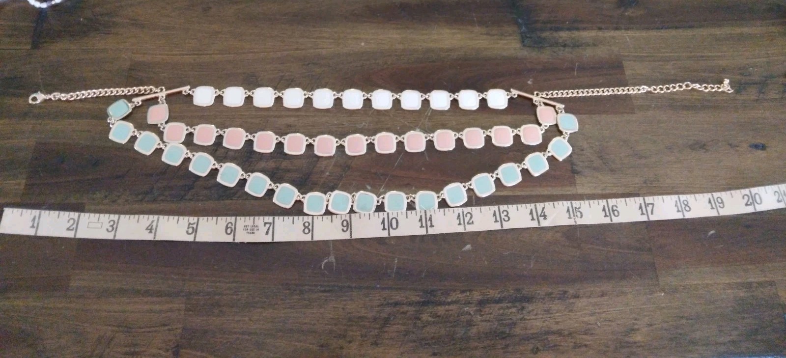 5pc Necklace Lot Enamel Acrylic Metal Rice Pearls Multi Strand Pastel Art Beads