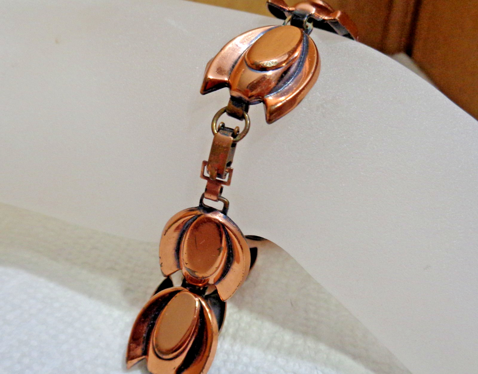 7 inch Vintage Solid Copper Renoir Stylized Tulip Bracelet 11/16″ 20.9 gm