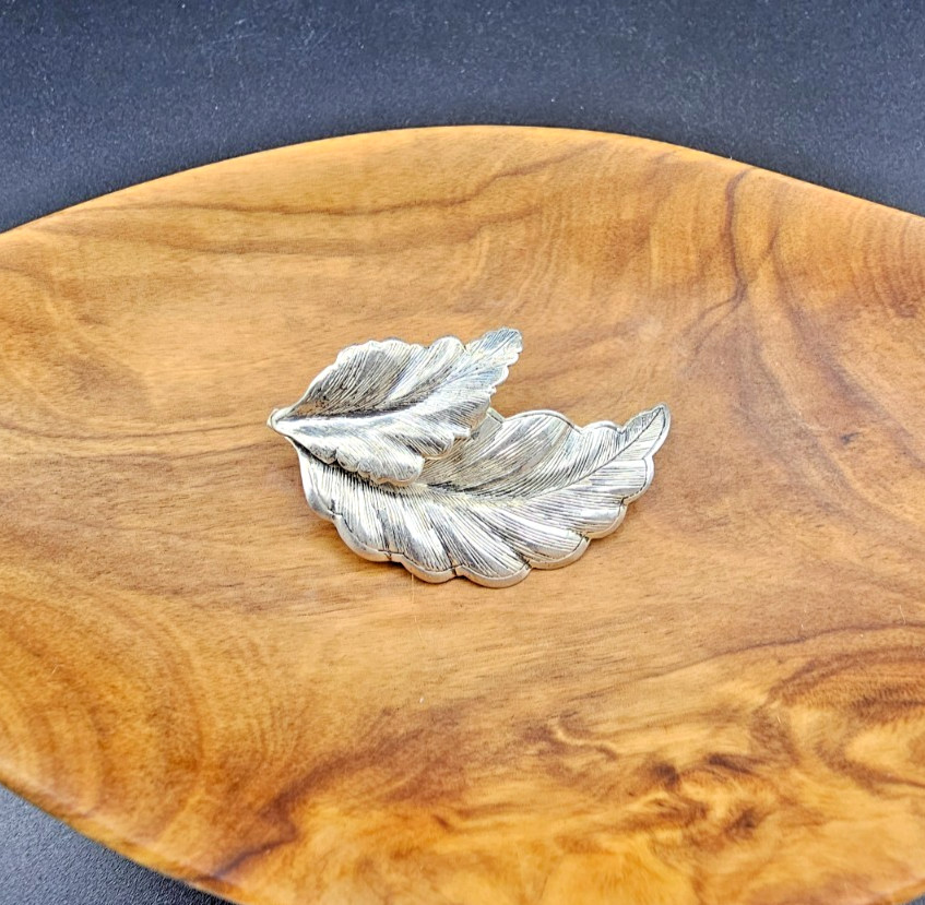 Vintage Danecraft Sterling Silver Leaf Brooch Pin 2″ 6.9g