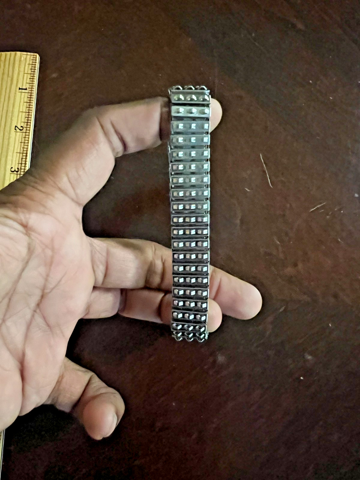 Gunmetal Studded Stretch Bracelet Wide Cuff Bangle Punk Gothic Rocker Jewelry