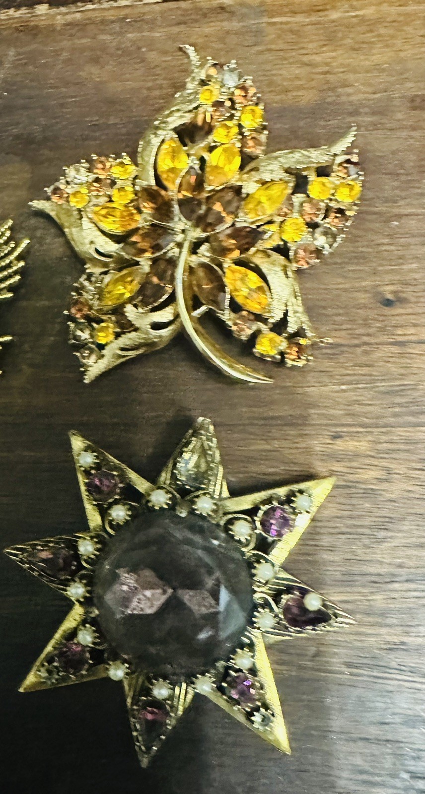 Vtg Mixed Metals Stones 7 Brooches & Pins Lot – Set Of Earrings 9 Piece Lot