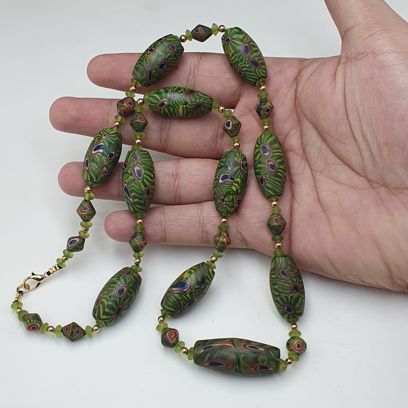 Vintage Venetian Style Amazing Gabri Eyes Glass Beaded Necklace
