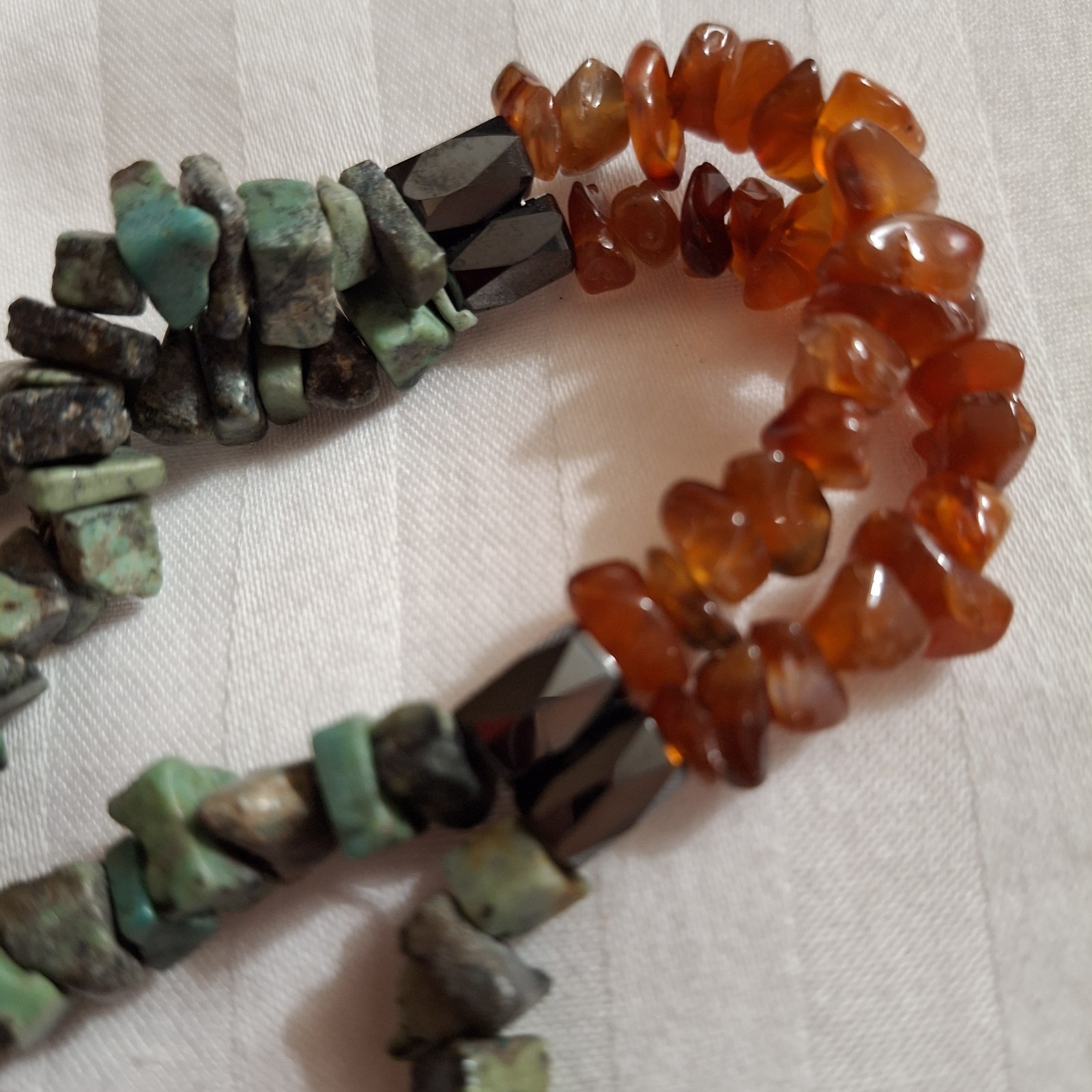 Vintage Necklace Lariet Real Turquoise Carnelian Aventurine Hematite Magnetic…