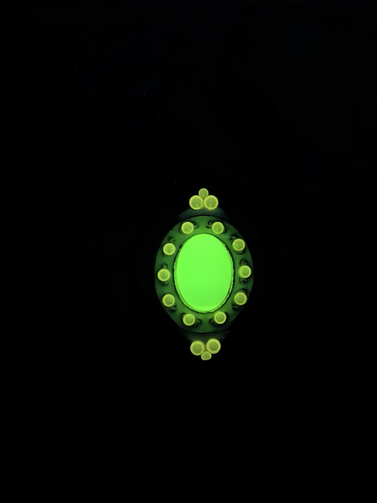 Anne Koplik Uranium Glass Opalescent Pendant Necklace UV Reactive Made USA