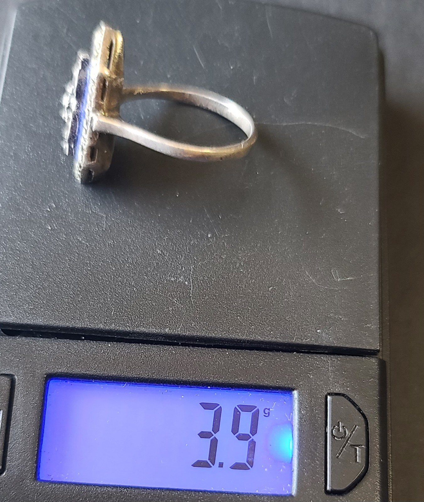 Fancy Antique VTG Art Deco Sterling Silver Lapis Lazuli Marcasite Ring Size 8