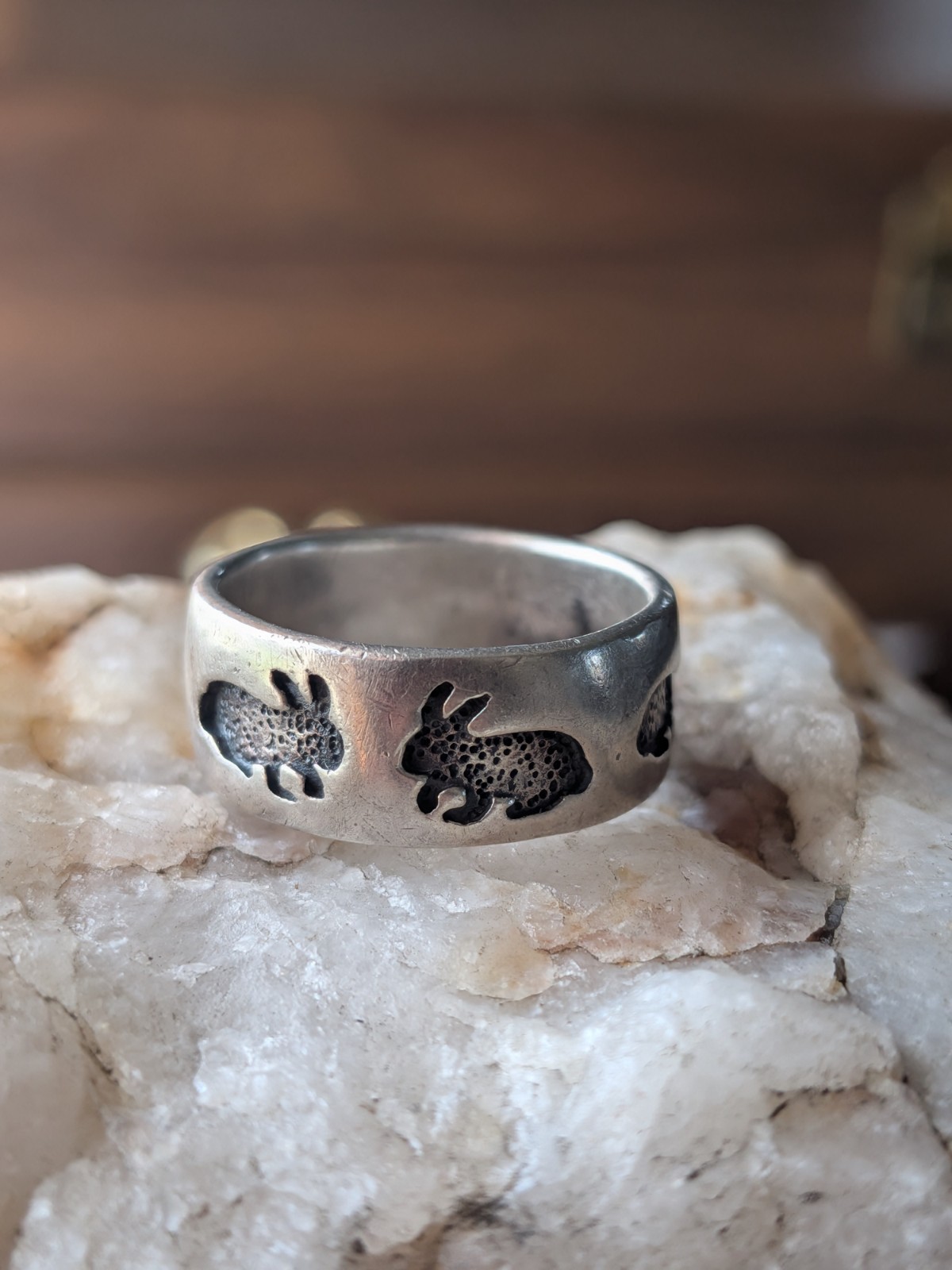 ༺ Vintage Sterling Silver ༻ Signed Peter Stone Rabbit Ring .925 Size 7