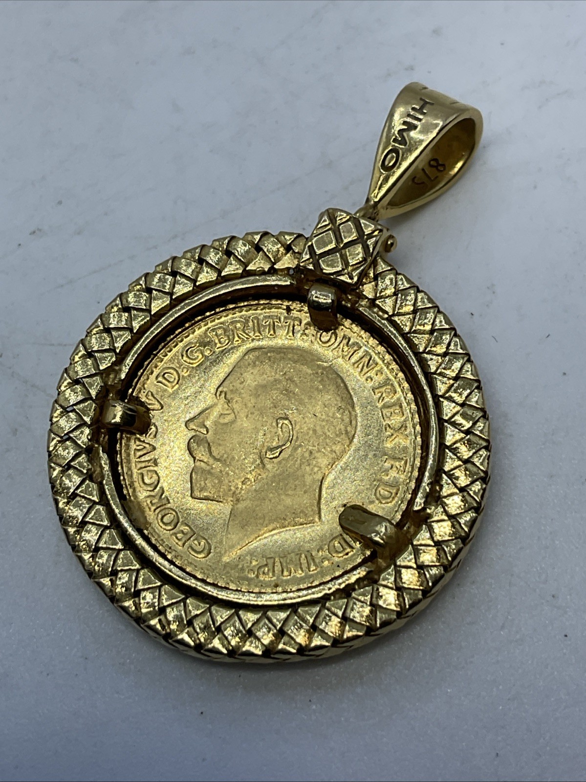 1911 GREAT BRITAIN KING GEORGE GOLD COIN in 21K Frame & Lock CUSTOMIZED CHARM