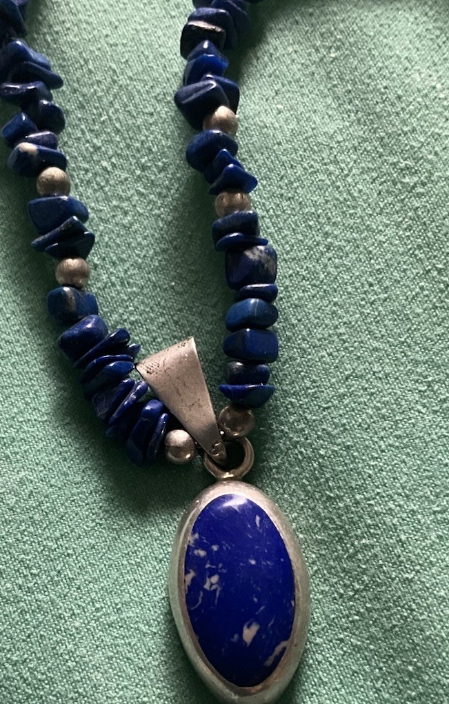 STERLING SILVER LAPIS NECKLACE LAPIS PENDANT & CHAIN 16” PLUS GIFT