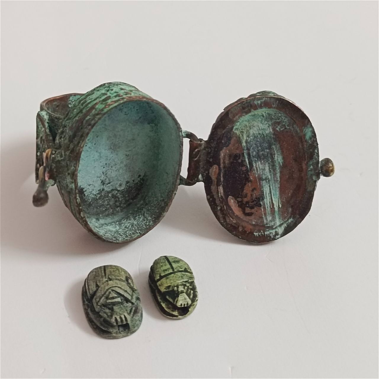Rare Handmade Egyptian Falcon Copper Ring Turquoise Stone Antique Style Jewelry