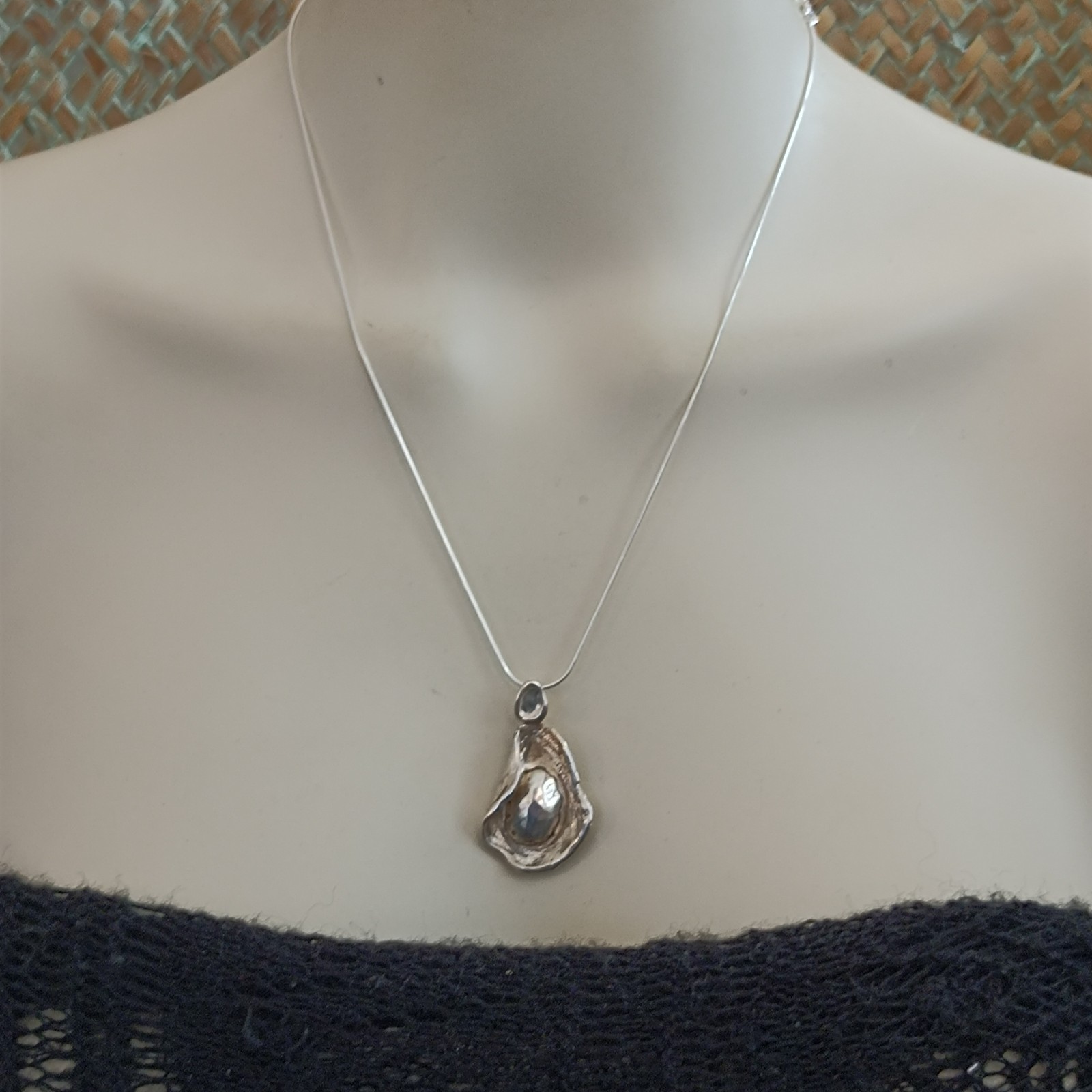 Modernist Sterling Silver Sculptural Pendant Necklace Abstract Freeform Art VTG