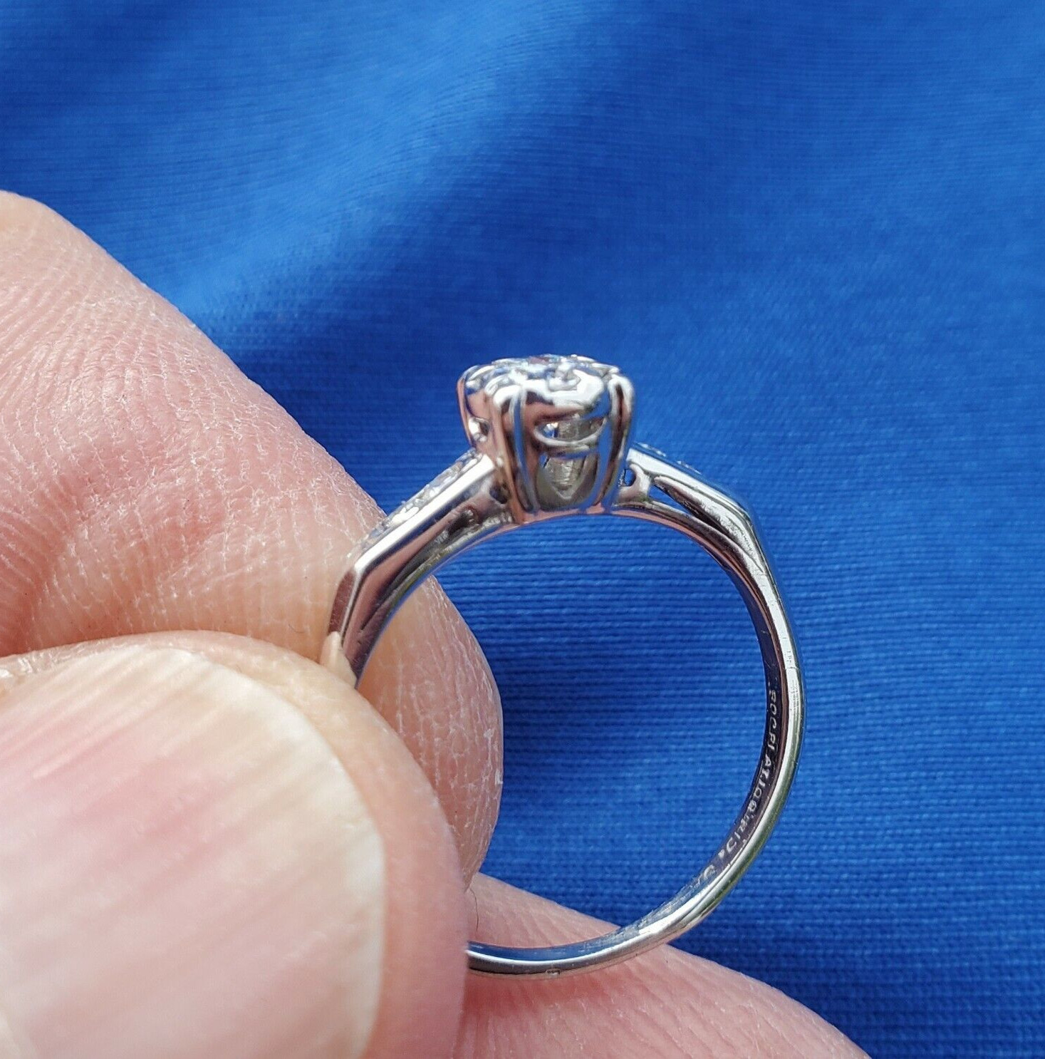 Original EARTH MINED DIAMOND Deco Engagement Ring Vintage PLATINUM Solitaire S 5