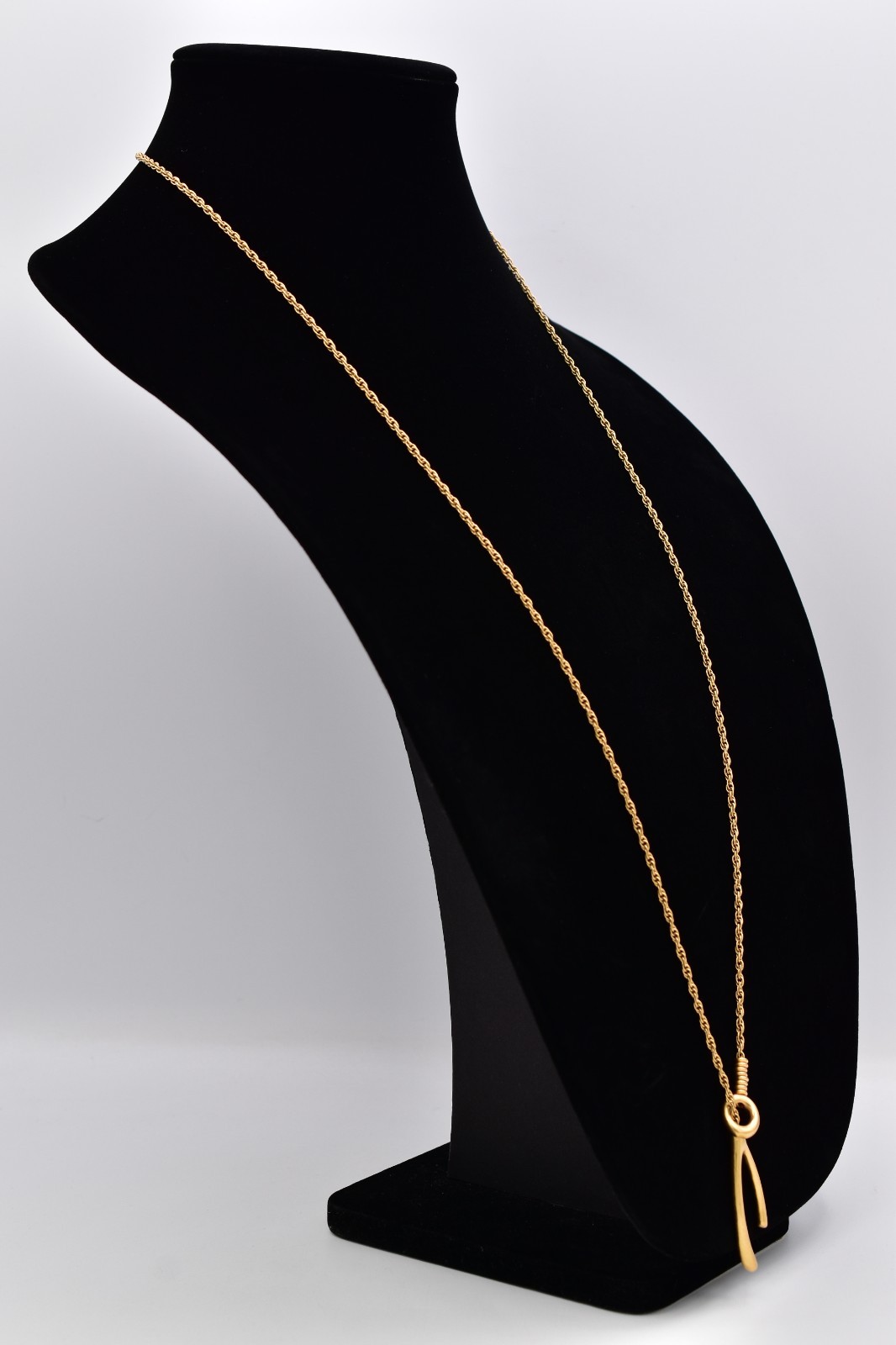 Madewell Wishbone Pendant Necklace Brushed Gold Minimalist Lucky Charm BinBE