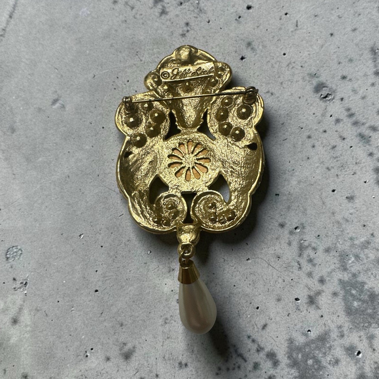 Vintage Jeff Lieb Signed Statement Brooch Pin Victorian Revival