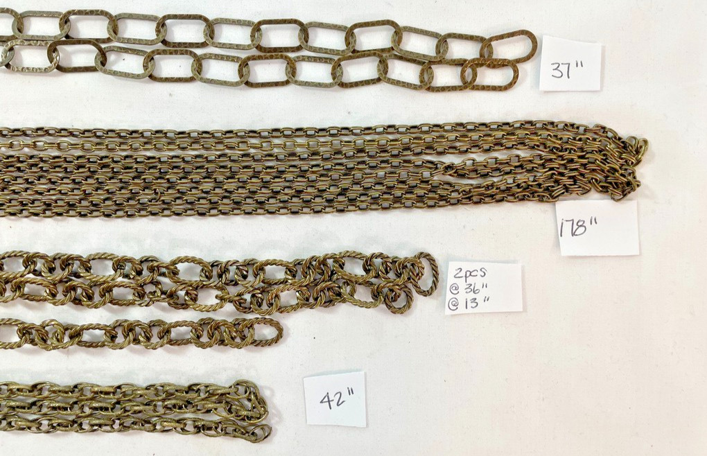 Vintage to Modern Antiqued Brass Jewelry Chain – NOS – 17 Pieces – 63 Feet Total