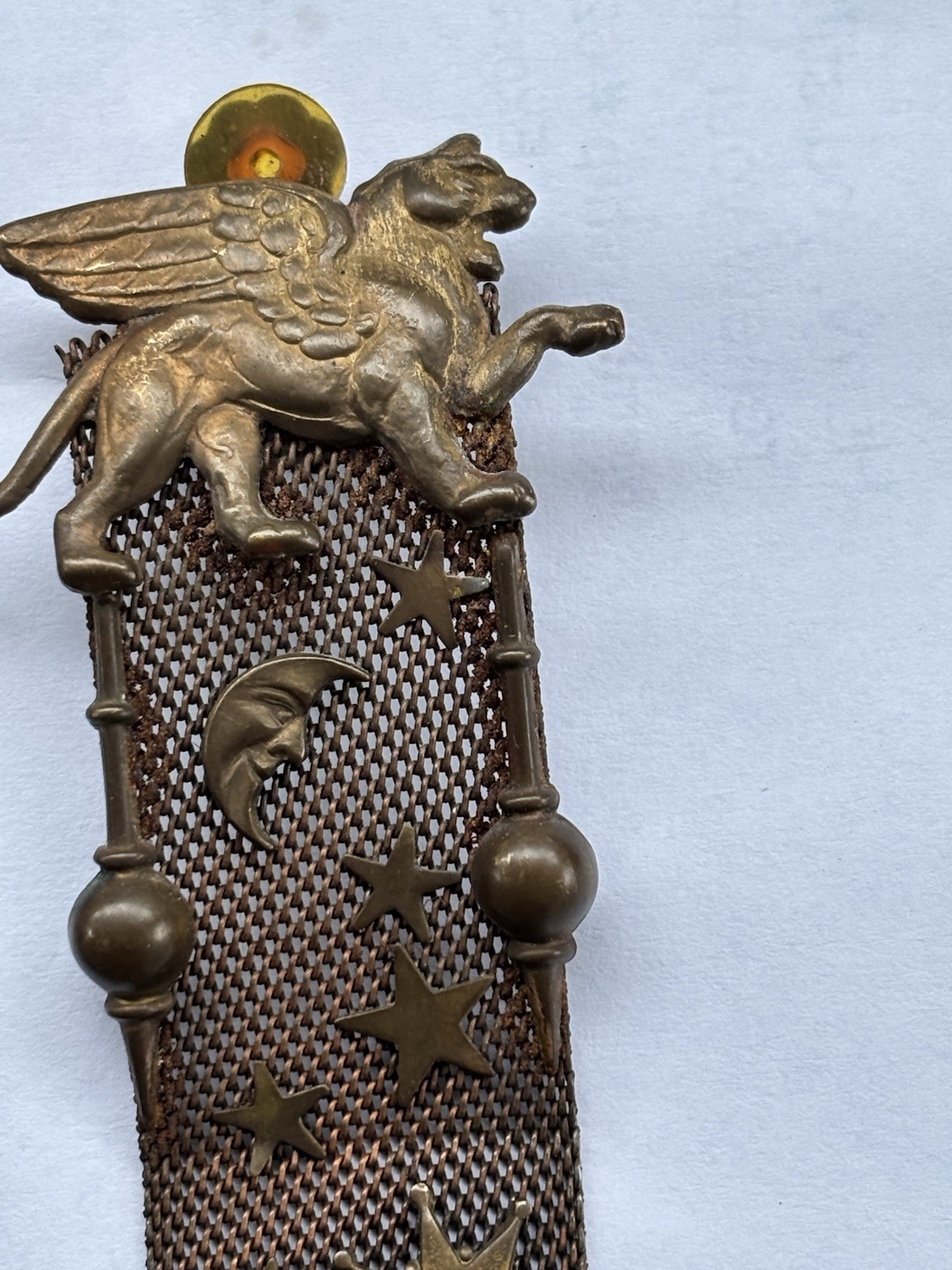 Unique Antique Jack Smile? Mesh Ear Rings Winged Lion Moon Stars Castle Dangle