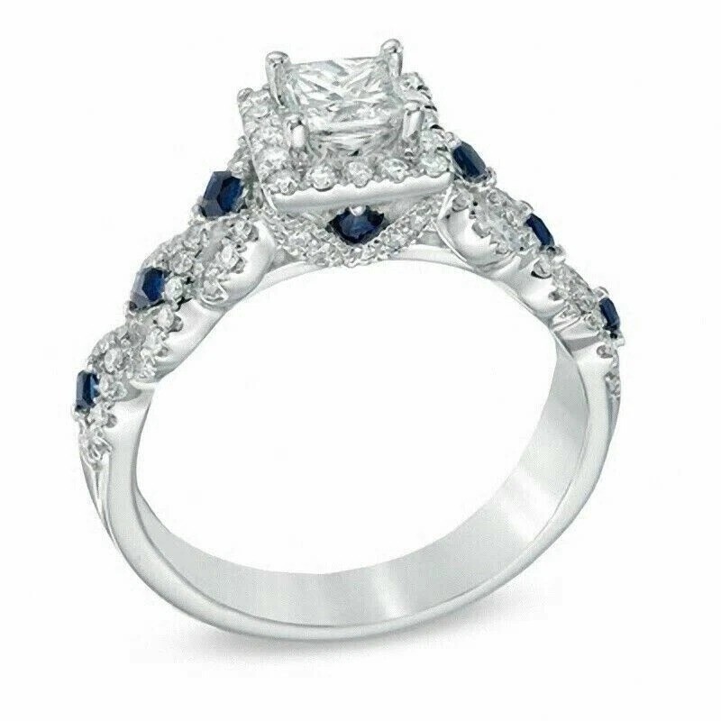 2Ct VVS1 Princess Cut Lab Created Diamond Anniversary 14k White Gold Finish Ring