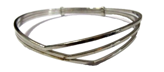 SILVER TONE PLATED METAL STYLISH WIRE TRENDY BRACELET BANGLE OPEN WORK VINTAGE