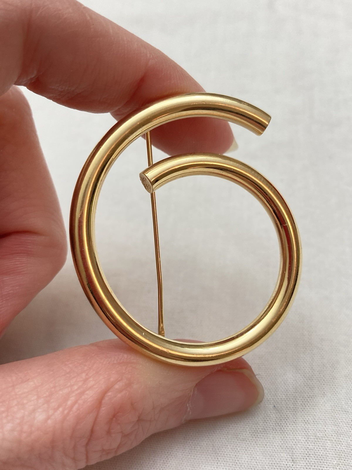 Estate Vintage 1 5/8″ PBD 14K Polished Yellow Gold Circle Spiral Pin/Brooch 4.5g