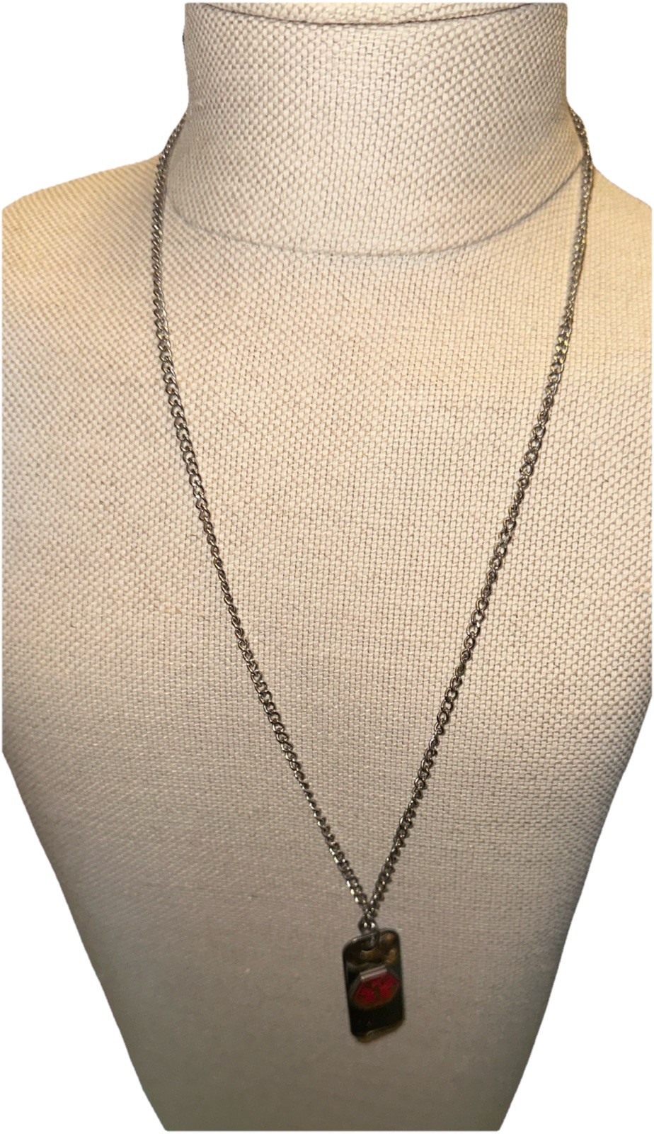 Medical Alert Necklace Penicillin Allergy Stainless Steel Tag Chain Vintage 24″