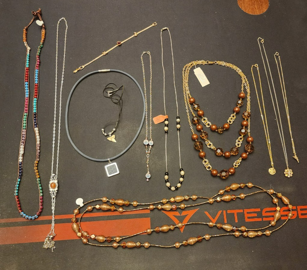 Lot #38 of random estate sale jewelry, mostly necklaces, chains, chokers