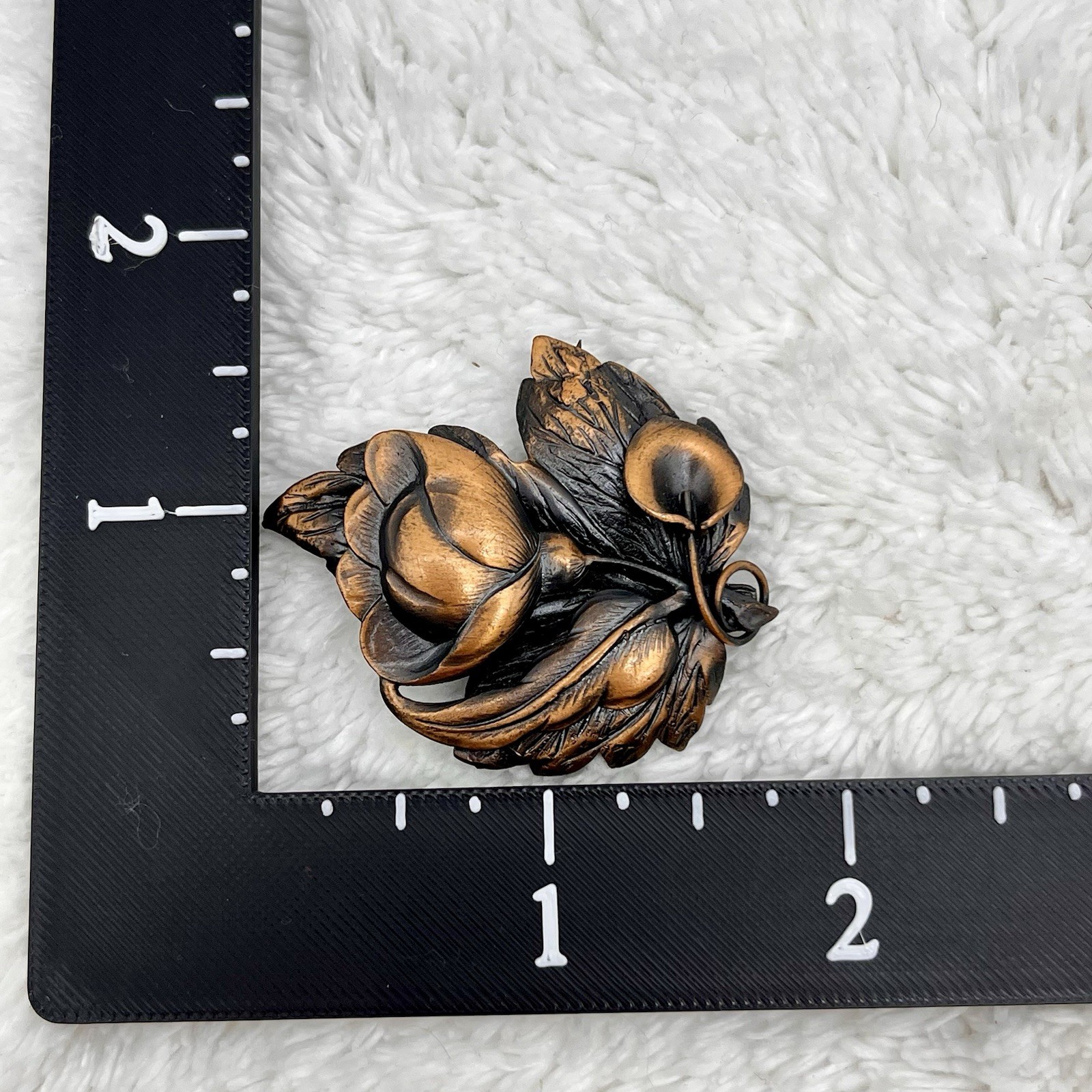 Vintage Copper Flower Brooch Pendant Combo Art Nouveau Style 1.75″