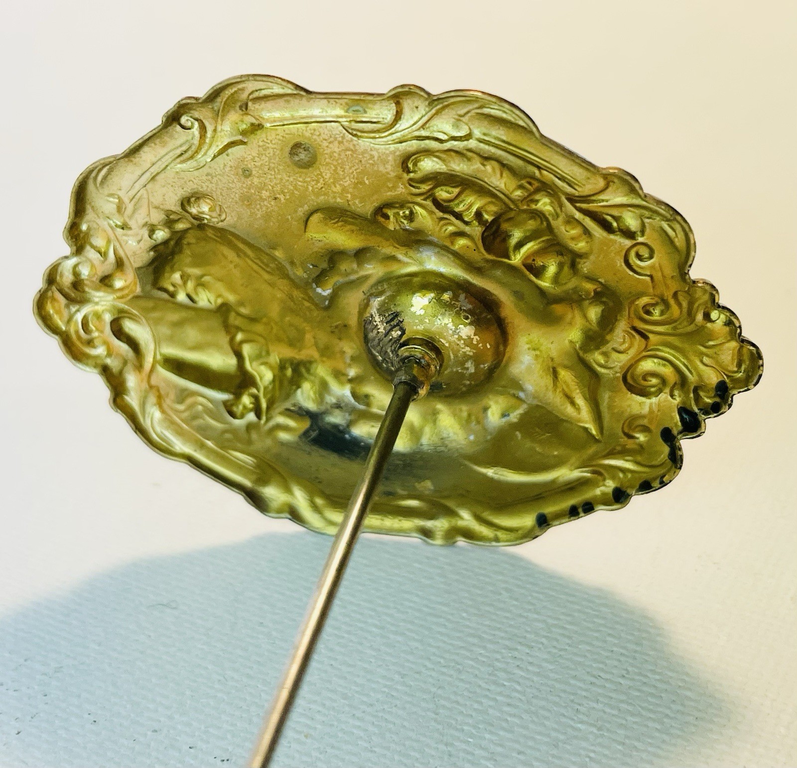 Vintage Victorian Style Repousse Gilt Brass Marie Antoinette Hat Pin Hat Pin