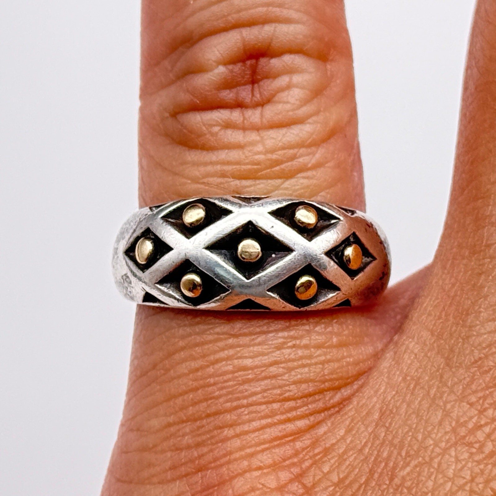 Vintage James Avery 14K Gold Sterling Silver Ring Size 6.75