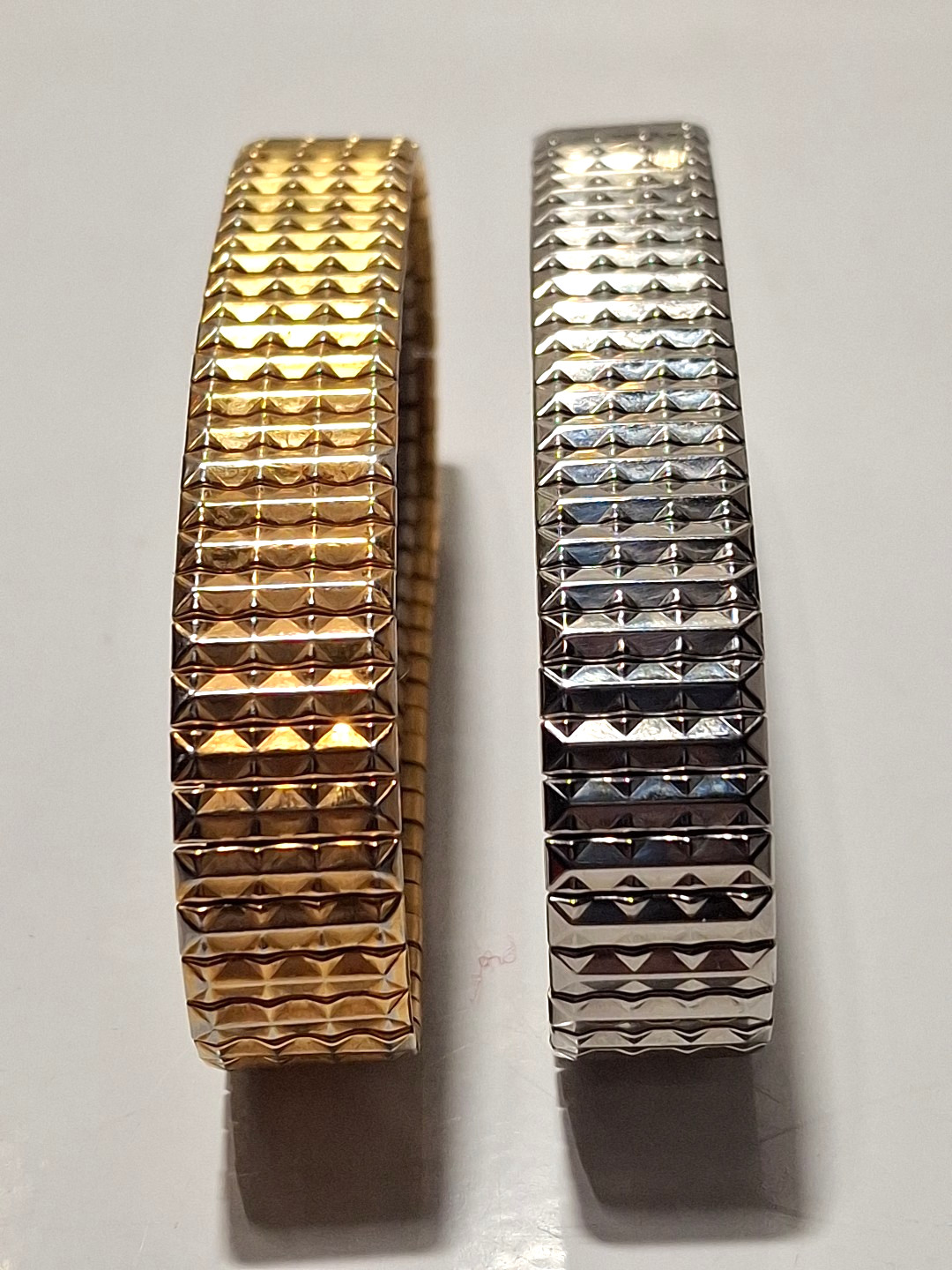 Vtg Speidel Stainless Steel Bracelet Set 2 Twist O Flex Stretch Gold Silver Tone