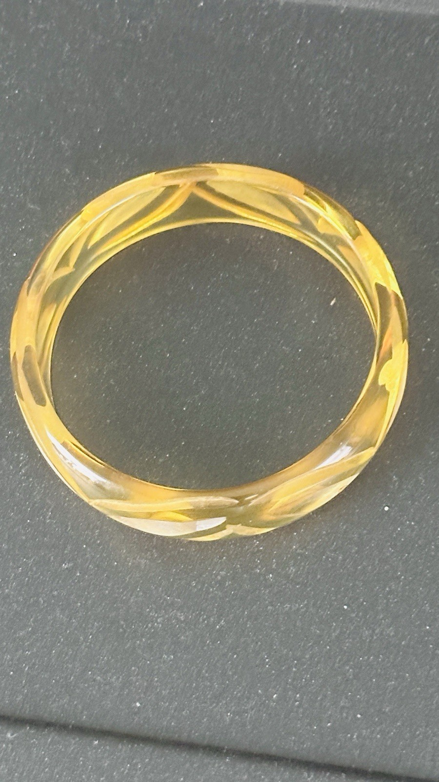 Vintage Carved “Apple Juice” Translucent Bangle Bracelet