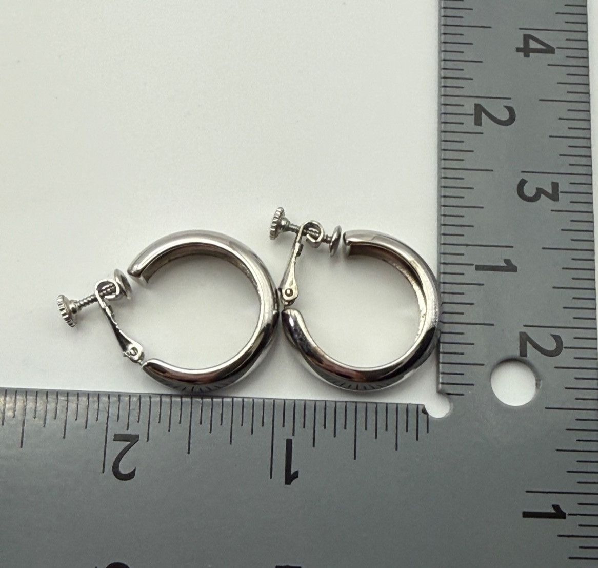 Vintage Classic Napier Chunky Hoop Clip On Earrings Polished Silver Tone