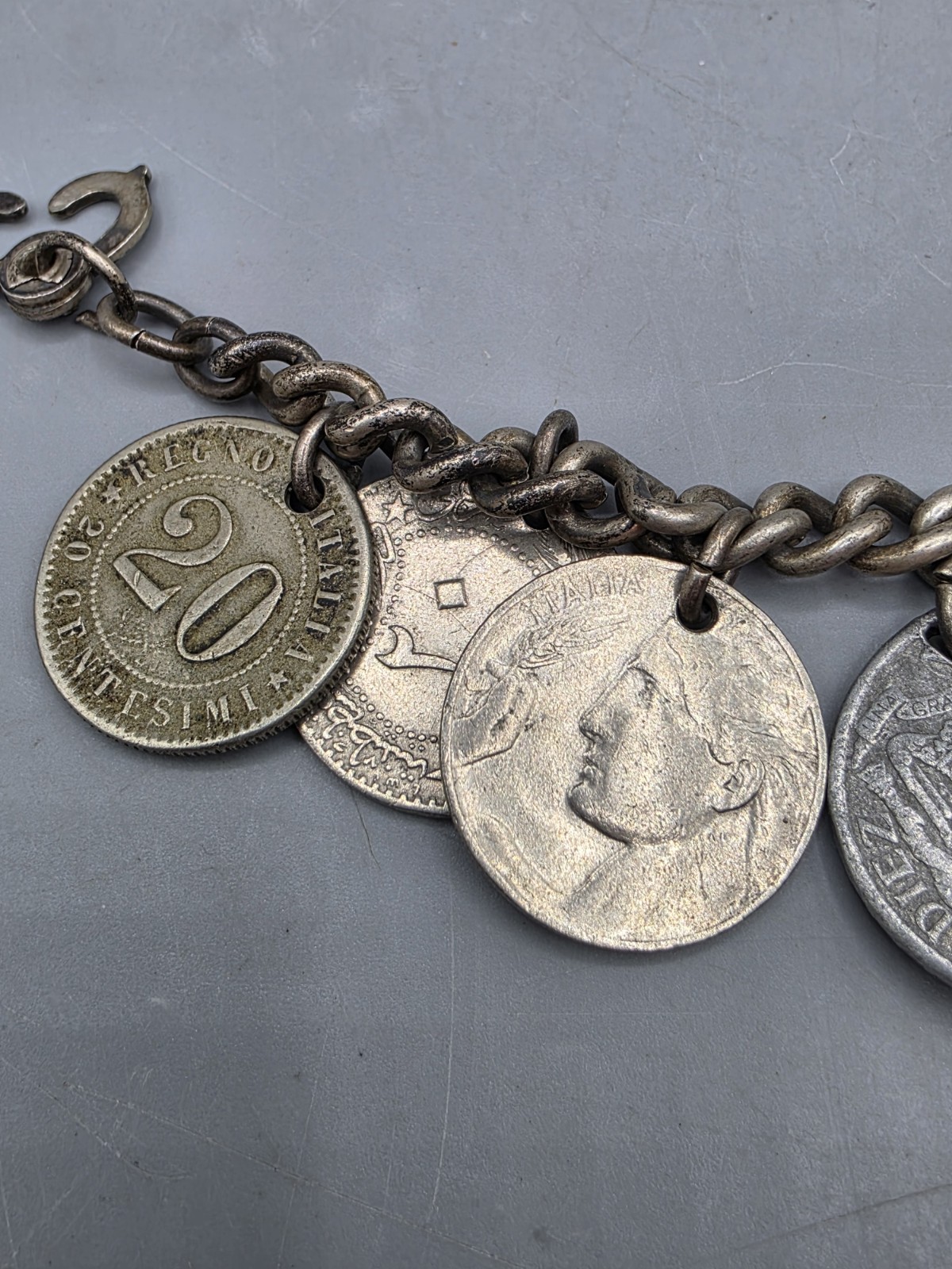 VTG MCM International Coin Charm Bracelet (Italy, France, Spain, Great Britain)