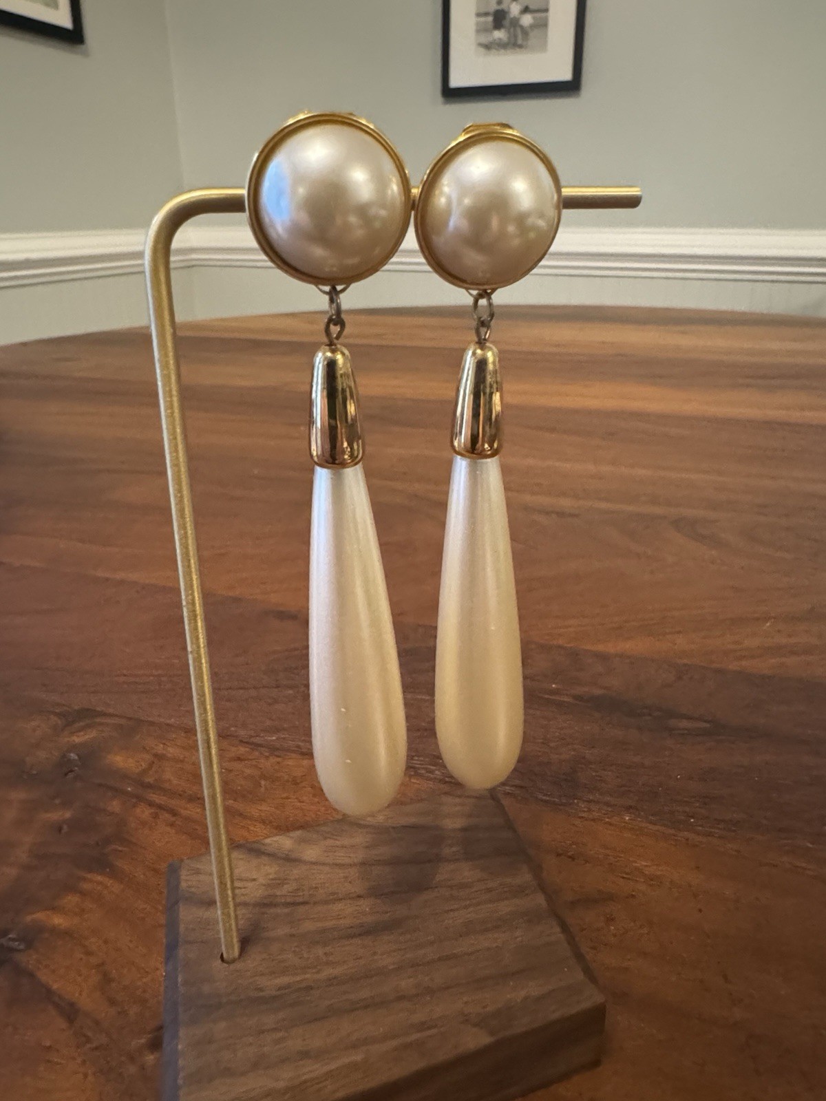 3 Pair Vintage 1980-1990s Clip On Earrings Gold Tone Faux Pearl