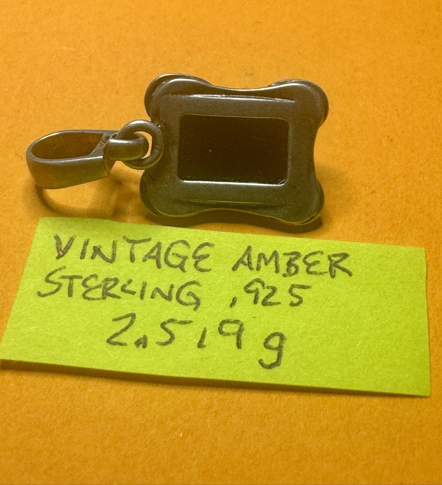 ANTIQUE VINTAGE BALTIC AMBER STERLING SILVER 925 PENDANT UNIQUE!! SEE PICS!