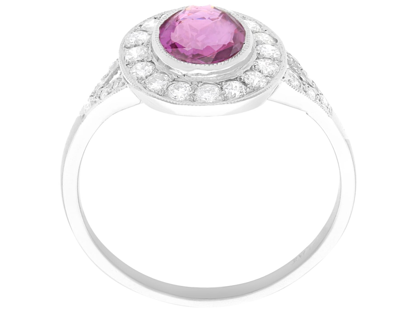 Vintage 1.88Ct Pink Sapphire Diamond and Platinum Dress Ring