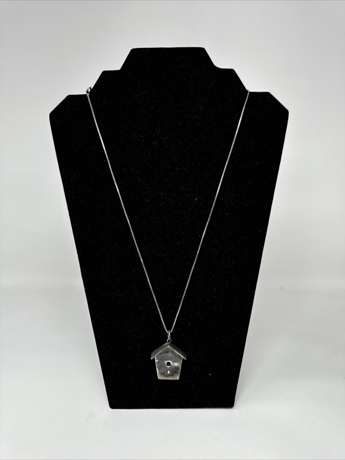 Vintage Brown County Silver Co Sterling Silver Bird House Pendant And Chain