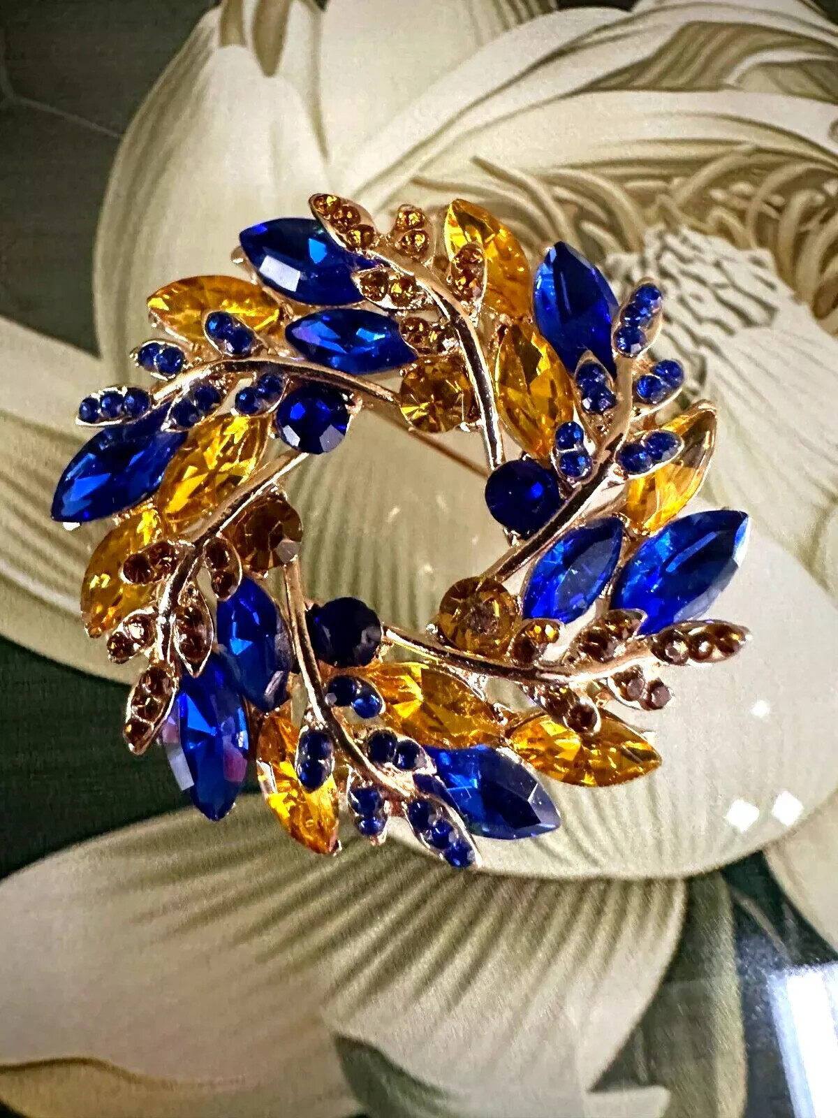 New Ukrainian Easter Wreath Rhinestone Brooch, Wheat Pin, Easter Gift For Her