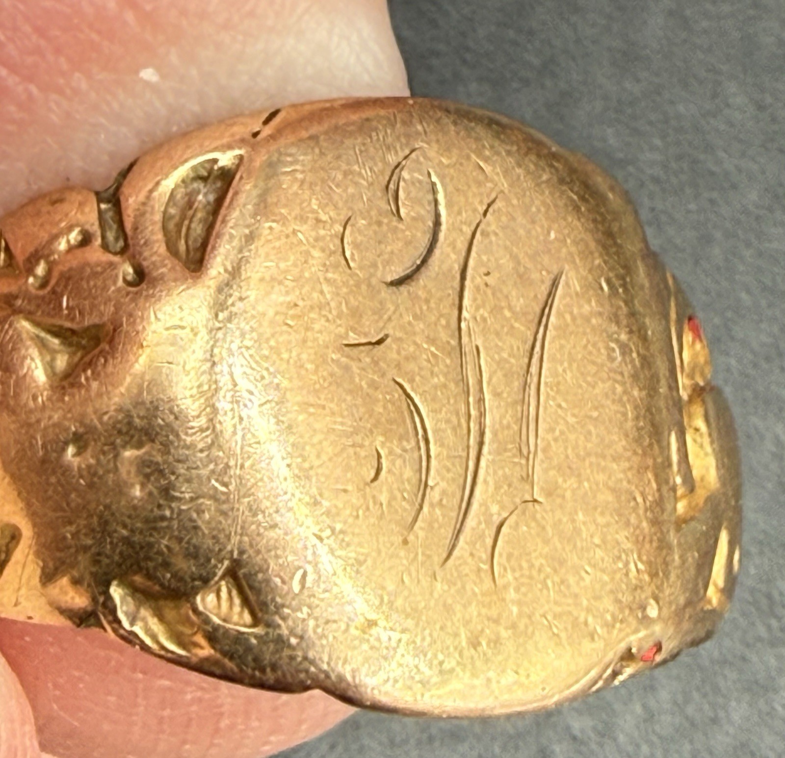 Vintage 10K Gold Ring Monogram Initial Engraved Victorian Size Unknown 3.08g